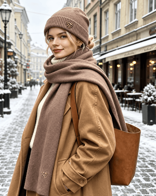 MLN Halstørklæde m. Hjerte – Beige
