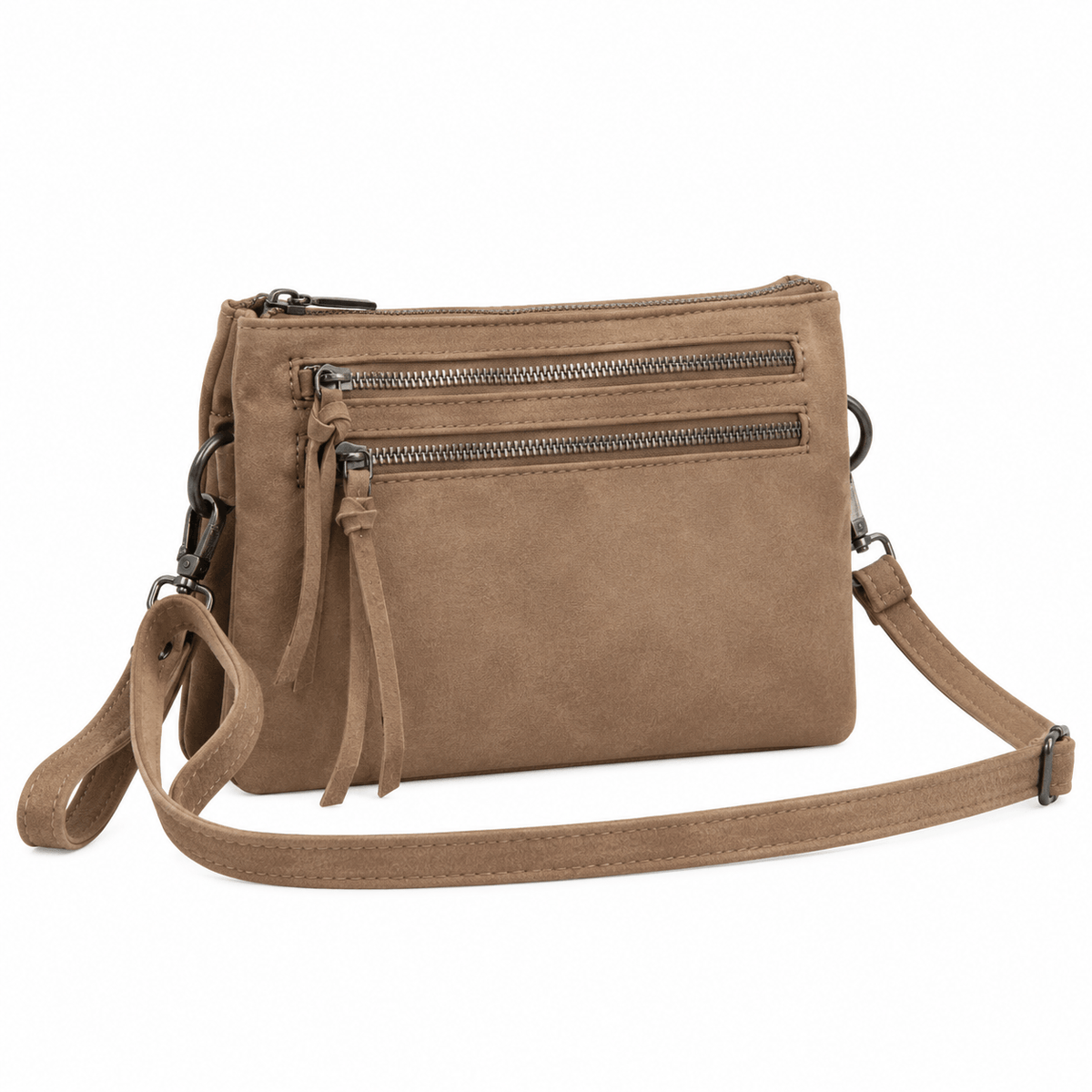 MLN 3 Rums Clutch i imiteret ruskind – Bordeaux
