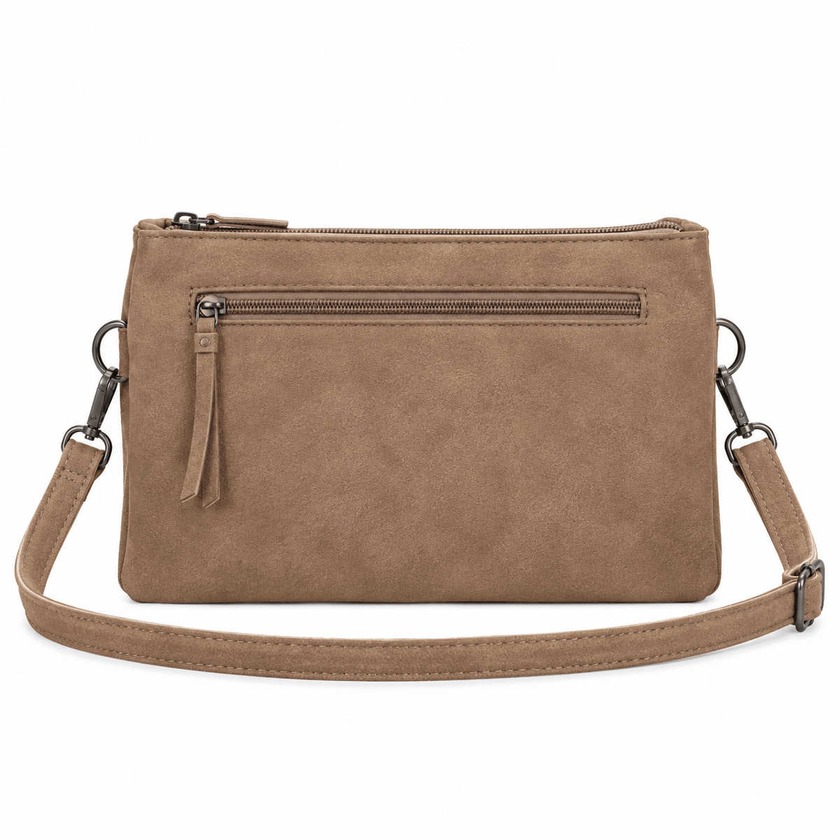 MLN 3 Rums Clutch i imiteret ruskind