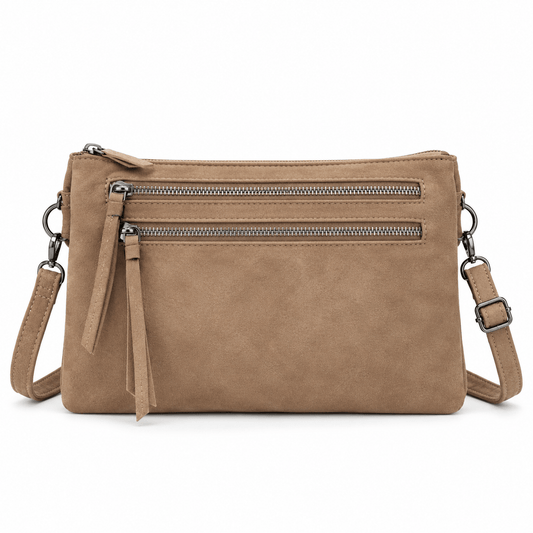 MLN 3 Rums Clutch i imiteret ruskind