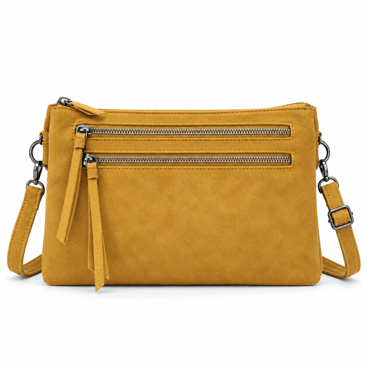MLN - 3 Rums Clutch i imiteret ruskind – Gul