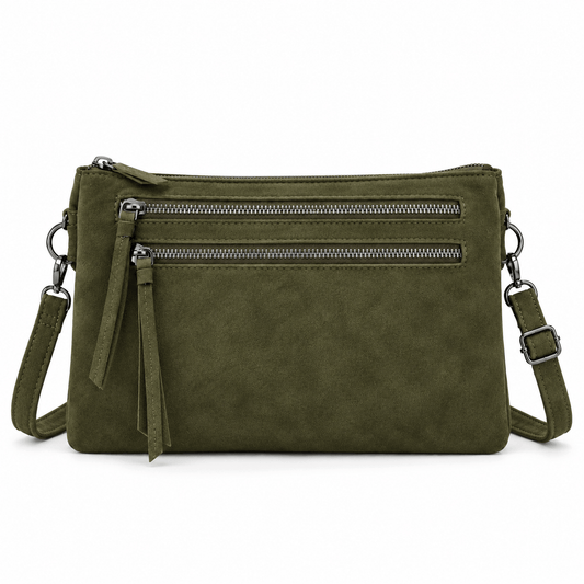 MLN 3 Rums Clutch i imiteret ruskind