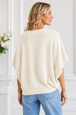 MLN Strik m. flagermus ærme - Beige
