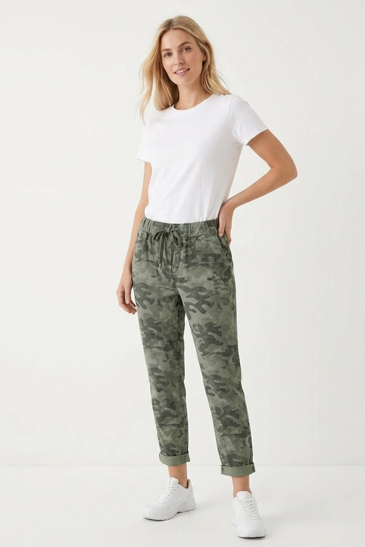 MLN SWEATPANT m. CAMOU - Oliven