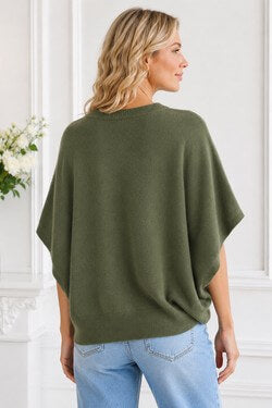 MLN Strik m. flagermus ærme - Beige