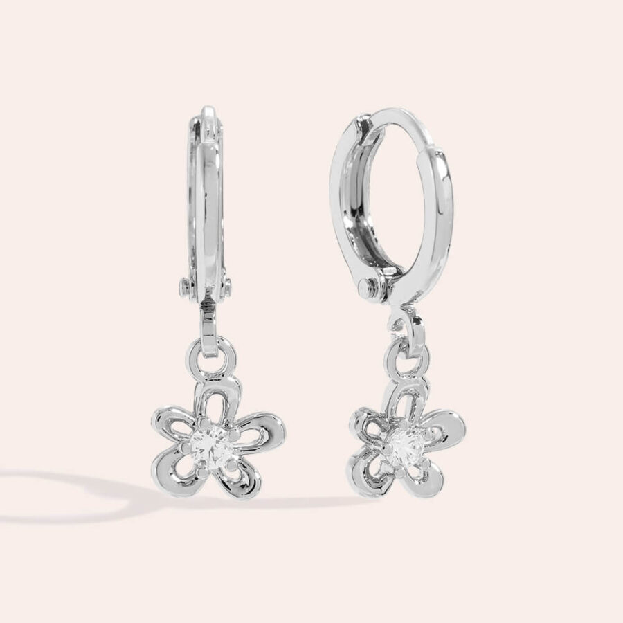 DOTTILOVE Ørestikker TINY FLOWER DIAMOND SØLV