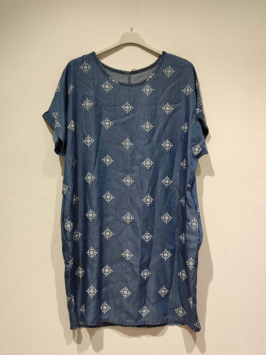 MLN by MALUNA DITTE Denim kjole med print DENIM BLUE
